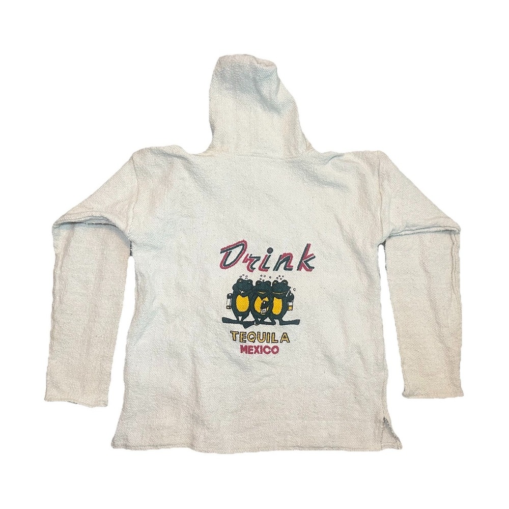 VTG 90's Pit to Pit 22" DRINK TEQUILA MEXICO Frogs Baja Poncho Oat Hoodie Thick
